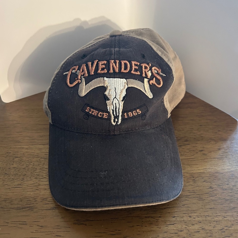 Cavender's‎ Ball Cap Mens OSFM Brown Black Longhorn Skull Embroidered Hat